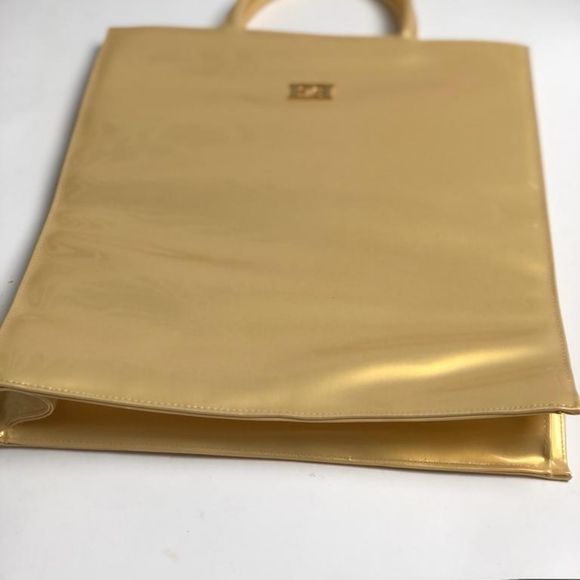 Escada Beaute Handbag Gold Yellow Patent Gold Leather toiletry tote . - Picture 5 of 5